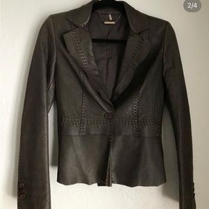Elie Tahari Brown Leather Jacket